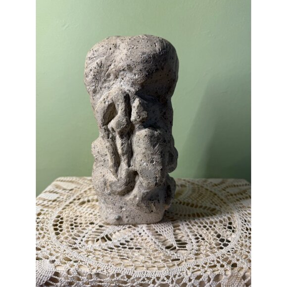 Vintage MCM Stone Abstract Tiki Head Decor 8x4" - Picture 7 of 13